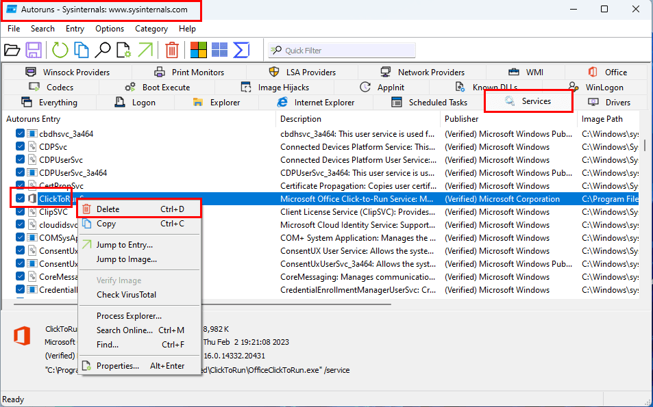 Learn the process to erase Startup apps using Autoruns tool