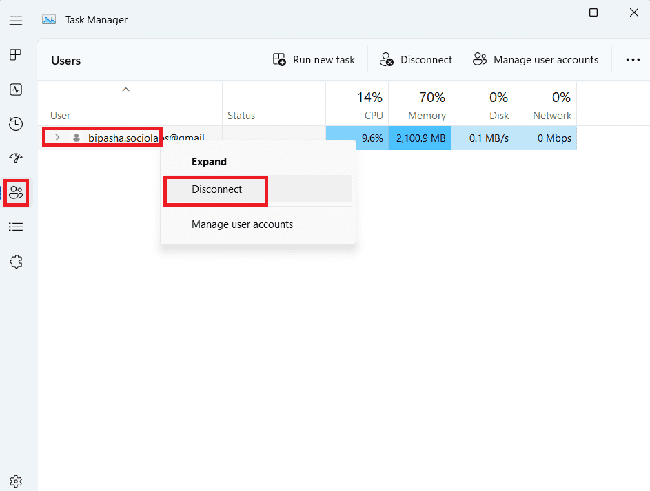 Select Disconnect to lock the computer