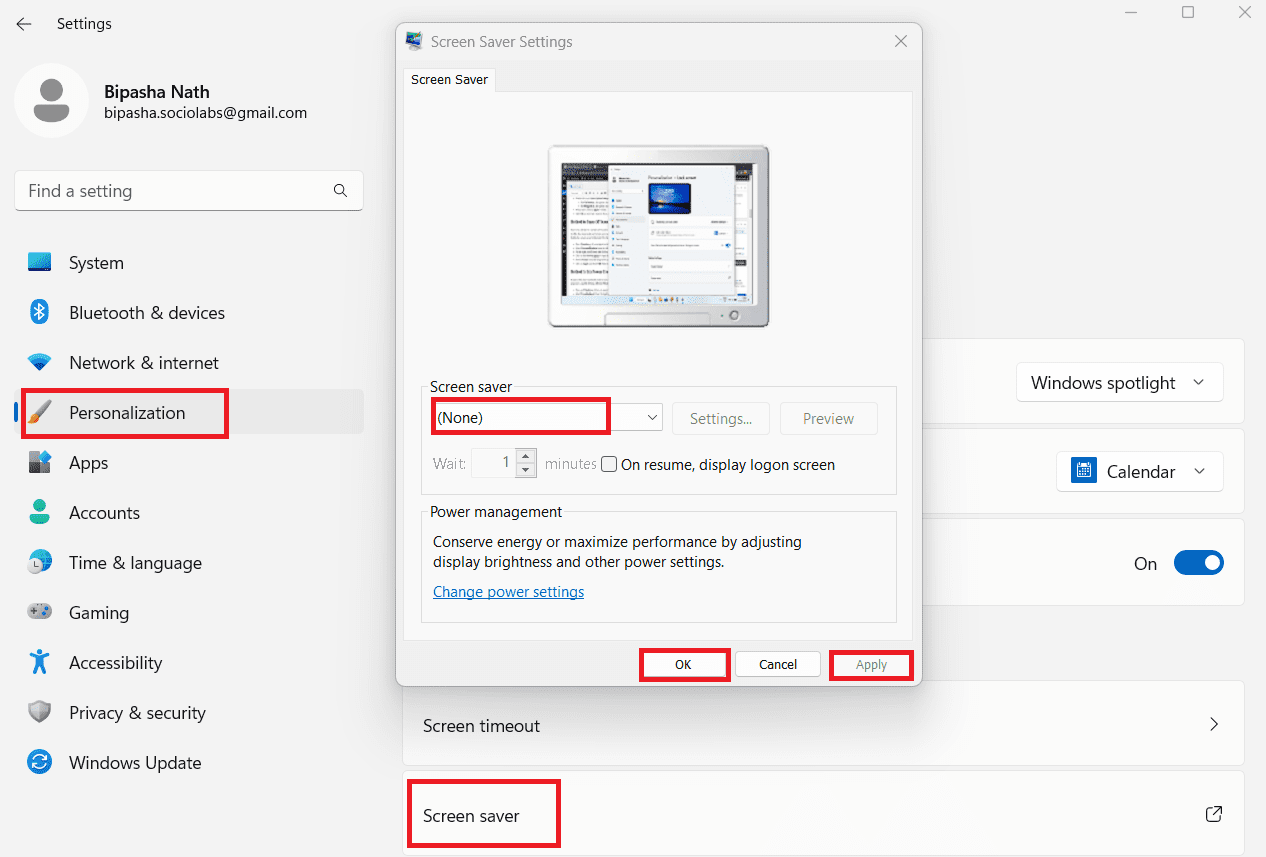 Select None for screen saver to disable this feature