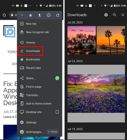 Downloads on Chrome for Android