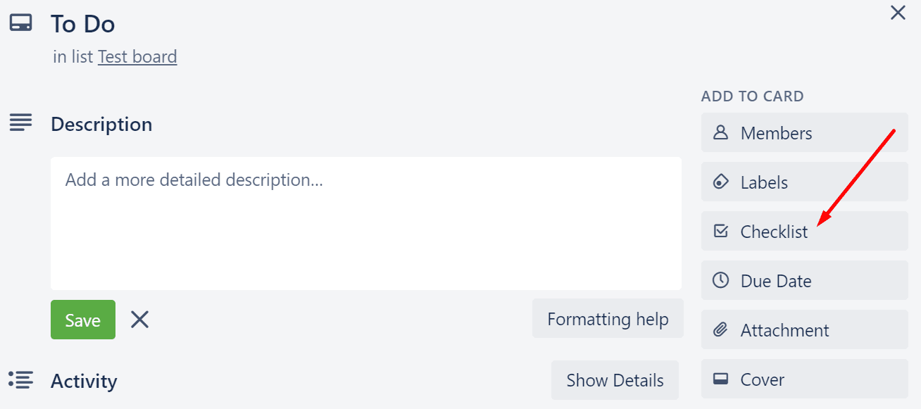 add checklist trello
