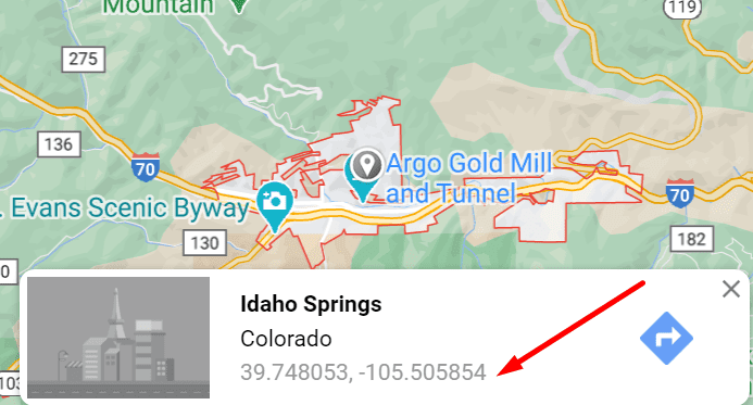 display coordinates google maps