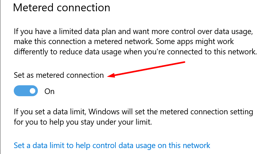 enable metered connection windows 10