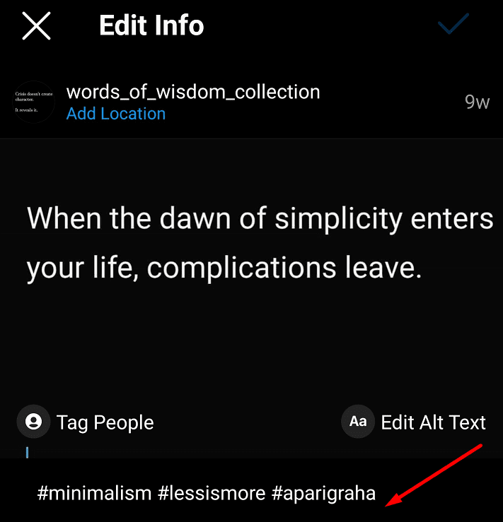 add new hashtag instagram