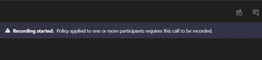 microsoft teams recording started policy applied