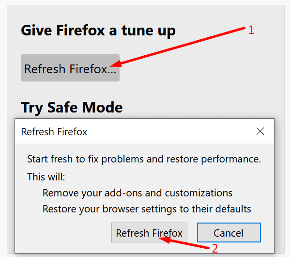 refresh firefox