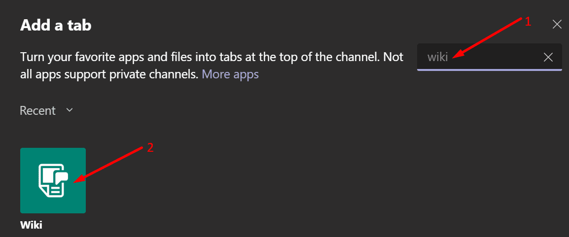 add wiki tab microsoft teams