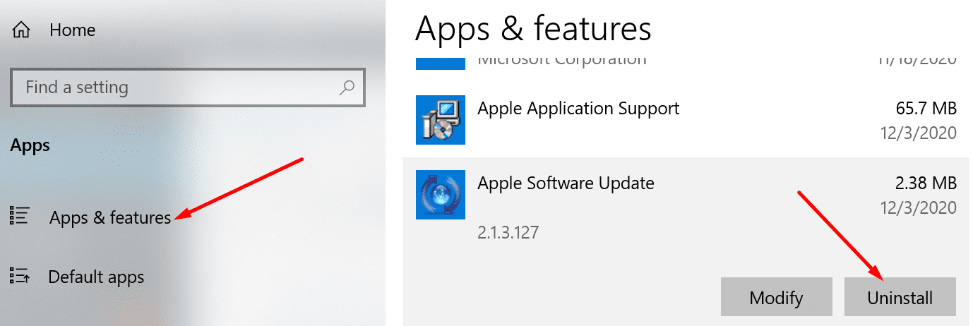 apps and features uninstall apps