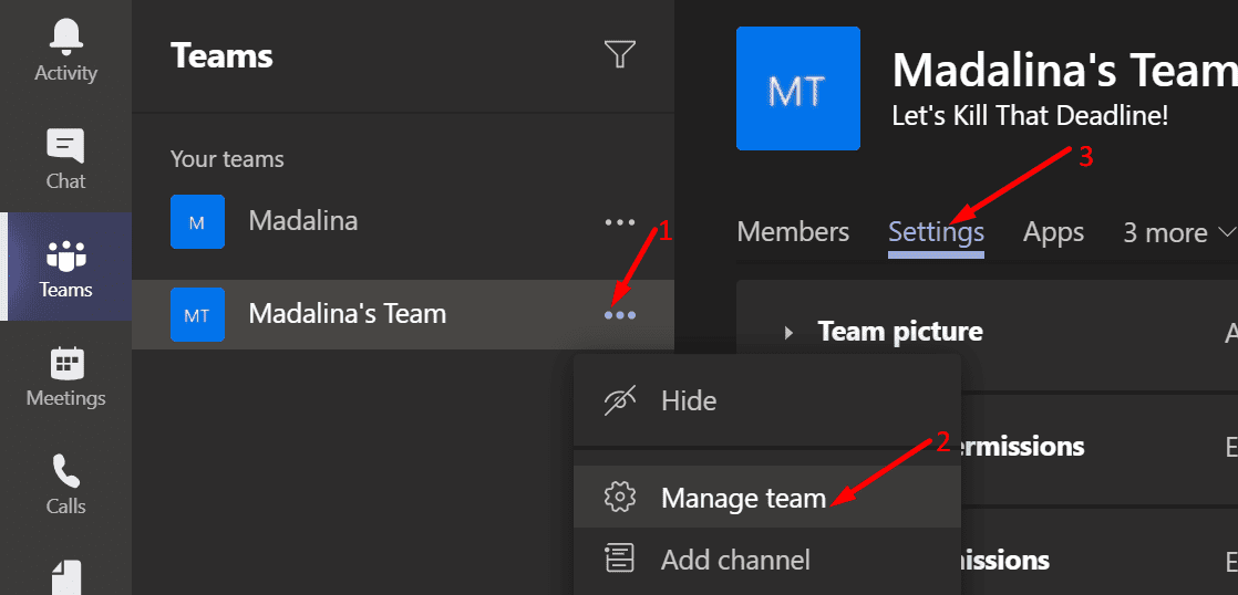 edit team settings microsoft teams