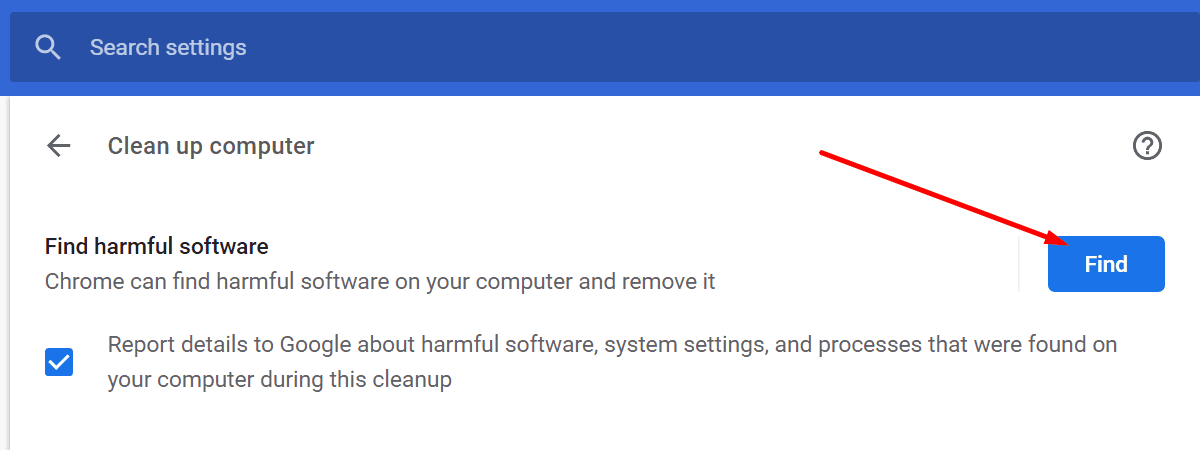 launch clean up tool chrome