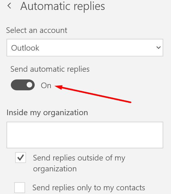 outlook automatic reply settings