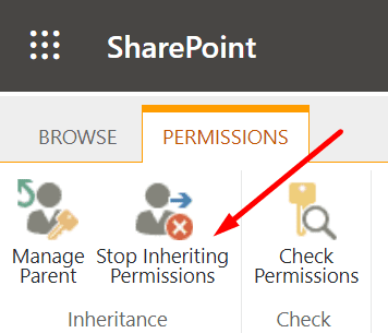 sharepoint stop inheriting permissions