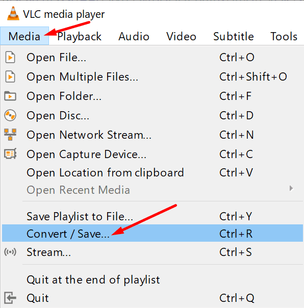vlc convert media file