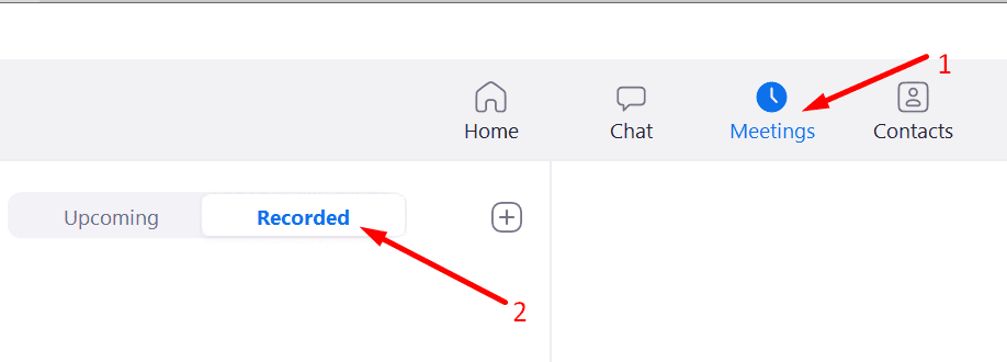 zoom recorded meetings tab