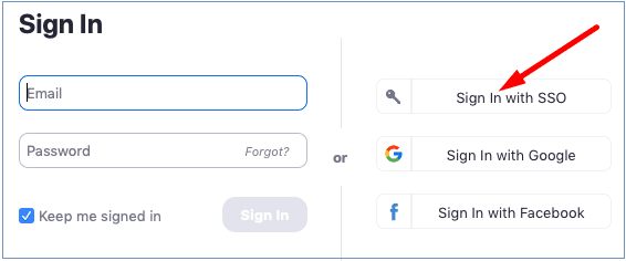 Sign in with SSO zoom