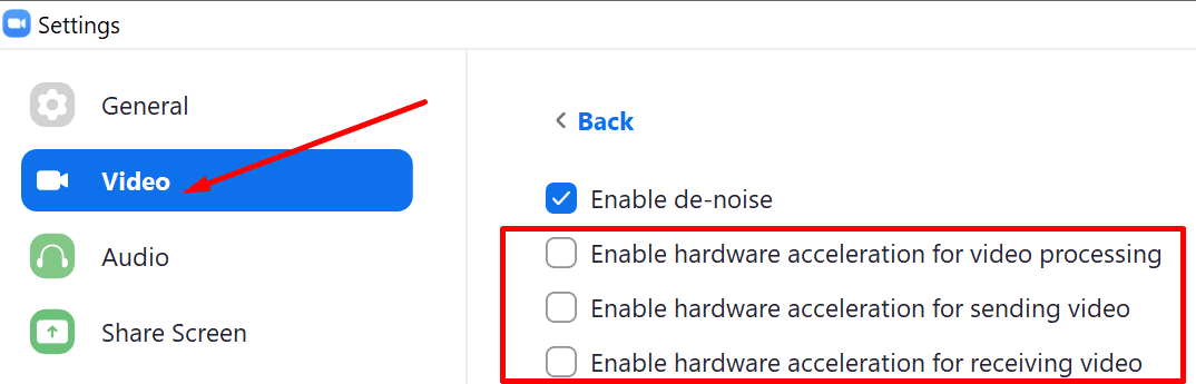 zoom disable hardware acceleration