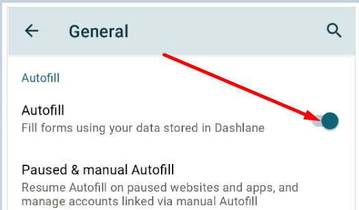 dashland enable autofill android