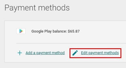 Edit Google Play payment methods