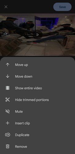 Google Photos editing options
