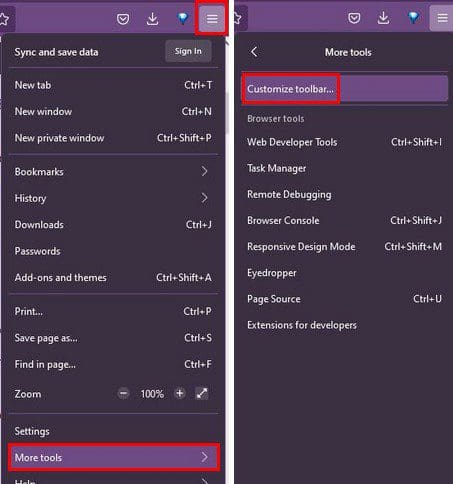 Screenshot options Firefox