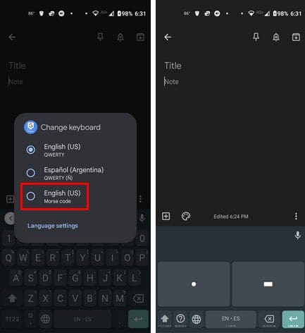 Enable morse code gboard