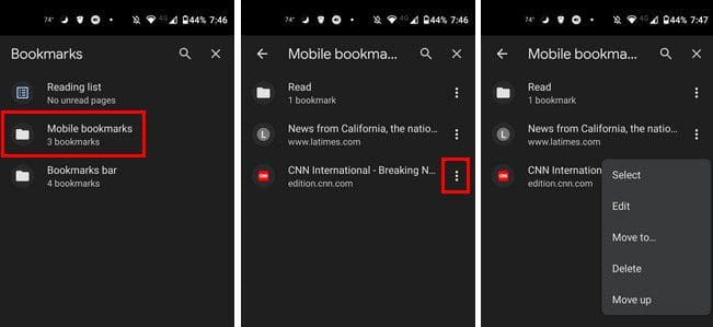 Bookmarks Android Chrome