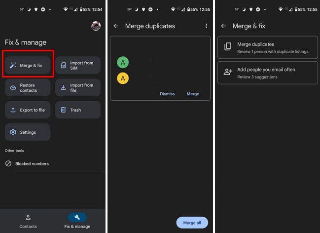 Organize Contacts Android