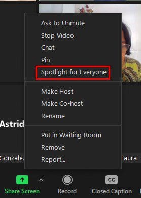 Spotlight for everyone Zoom