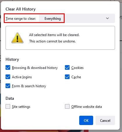 Clear Firefox history