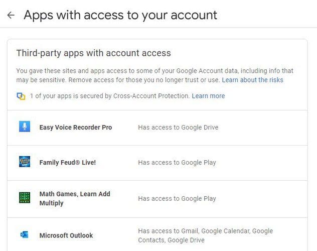Google account access apps