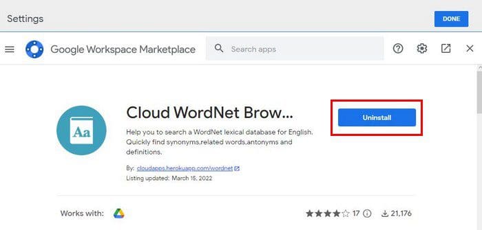 Uninstall Google Drive apps