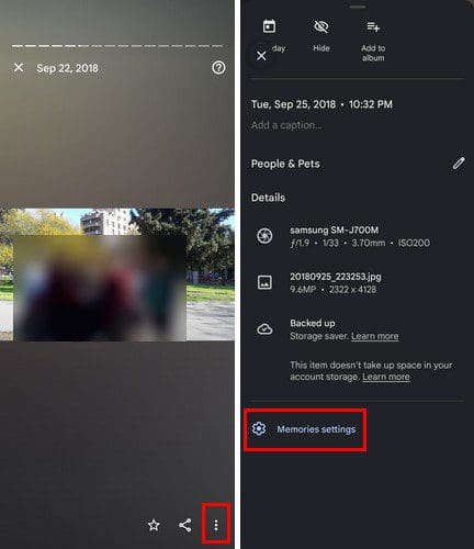 Google Memories Settings