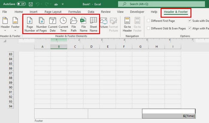 Footer and Header Excel