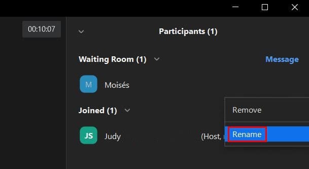 Zoom Rename User