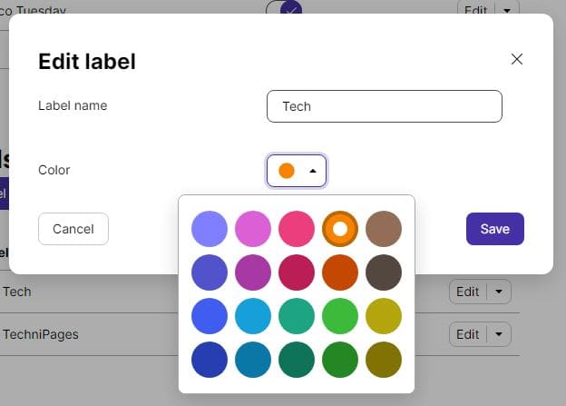 Change color label ProtonMail