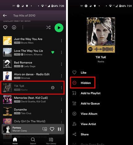 Spotify Hide Song