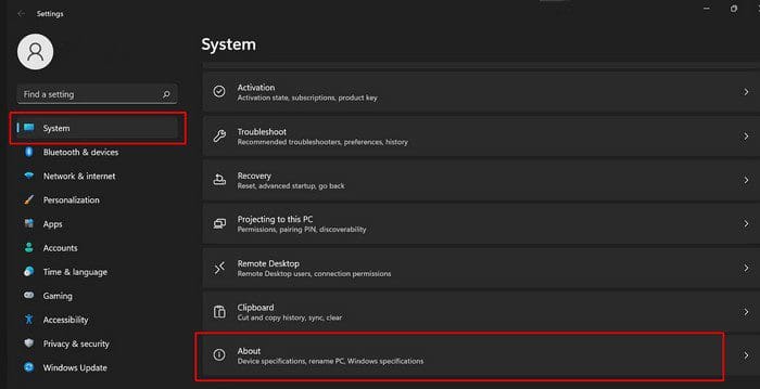 W11 About Settings