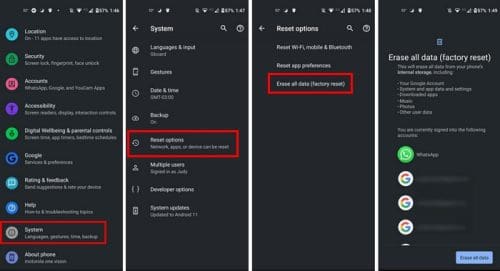 Android 11 factory reset