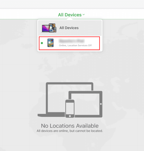 All devices on Find My iPhone tool