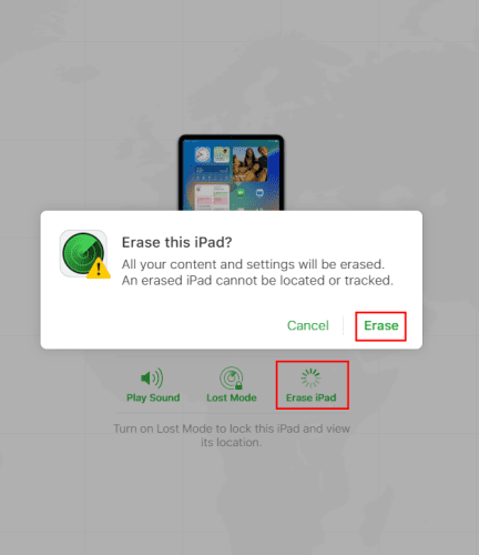 Erase iPhone from iCloud Find My Device