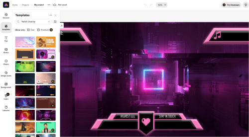 How to make a Twitch overlay on Adobe Express