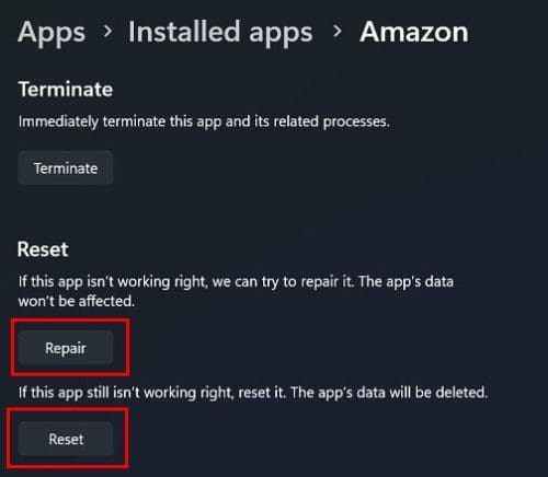 Reset App W11