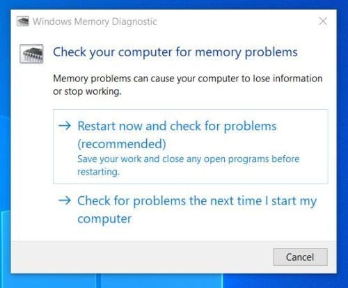 Scan options Memory run