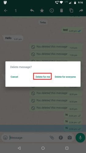 WhatsApp Delete for Me on Android