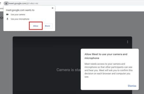 Camera Access Google Meet