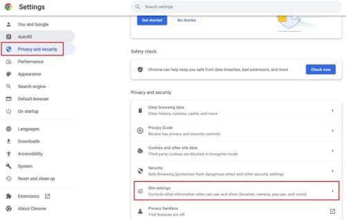 Chrome Site permissions
