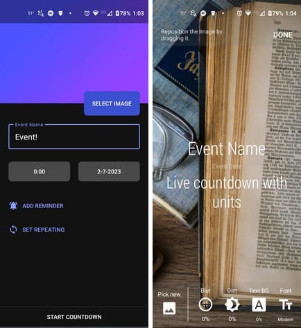 Countdown until Android app