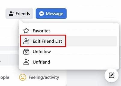 Edit friends list Facebook