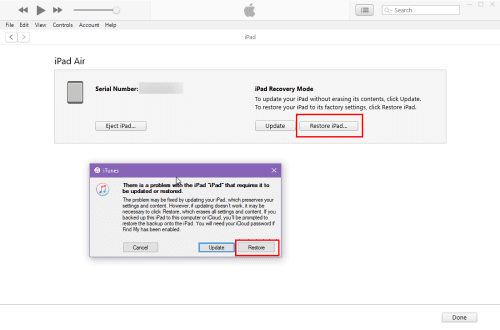 iPad recovery mode