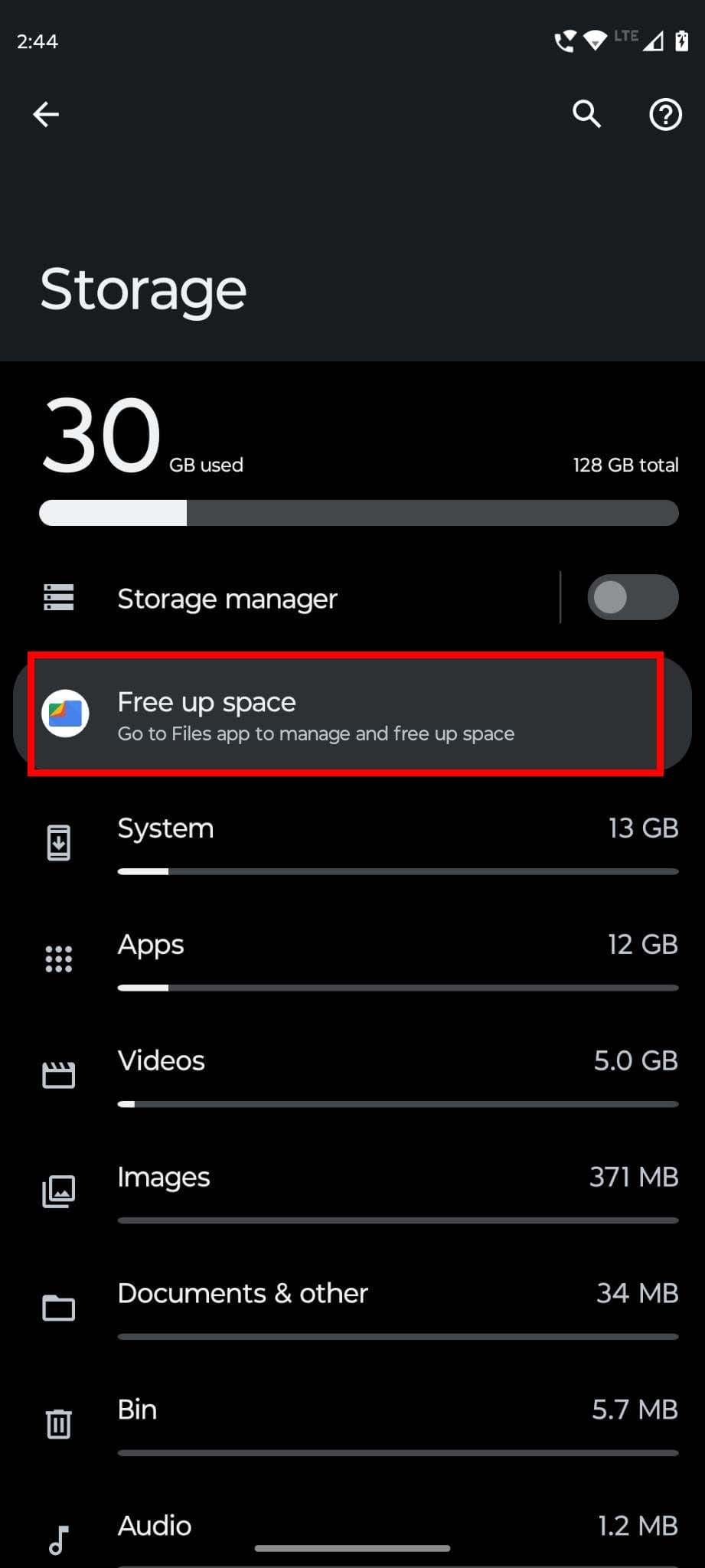 Free up device storage to fix Android apps not working